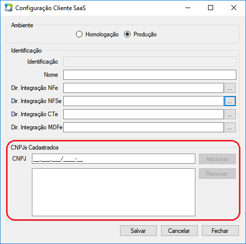 Aplicativo configurador do ClientSaaS